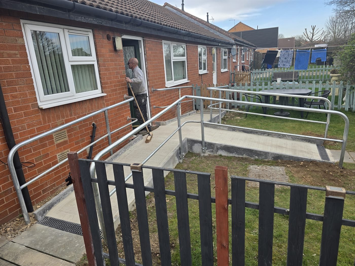 Steel handrail Doncaster installation outside a bungalow